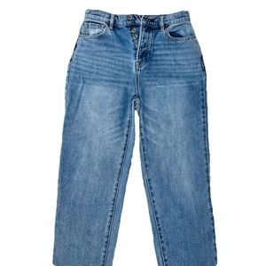 PACSUN — HIGH RISE STRAIGHT LEG JEANS, BLUE MID WASH, STAPLE JEANS, SIZE US 25